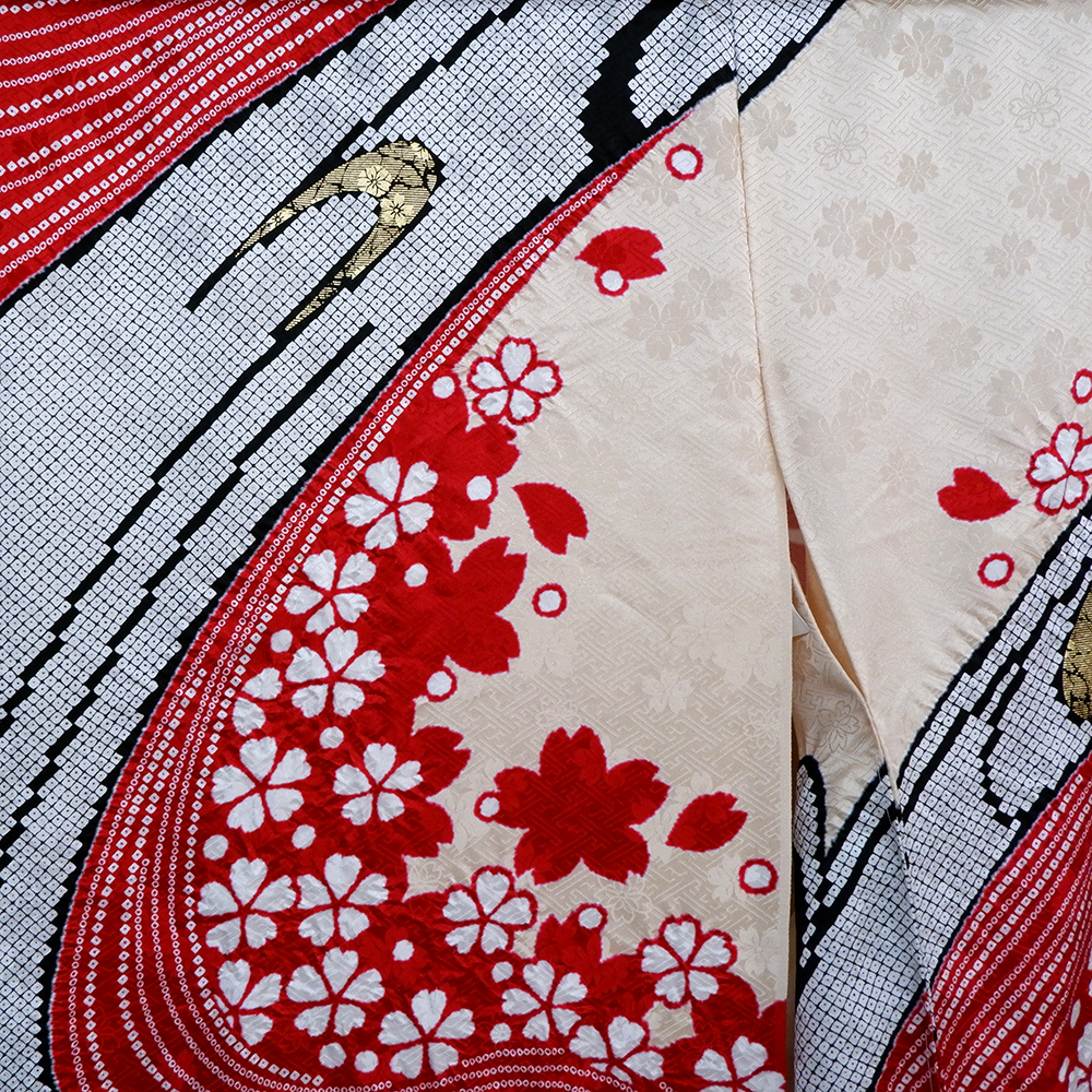 滝泰謹製　振袖【鹿の子と桜】