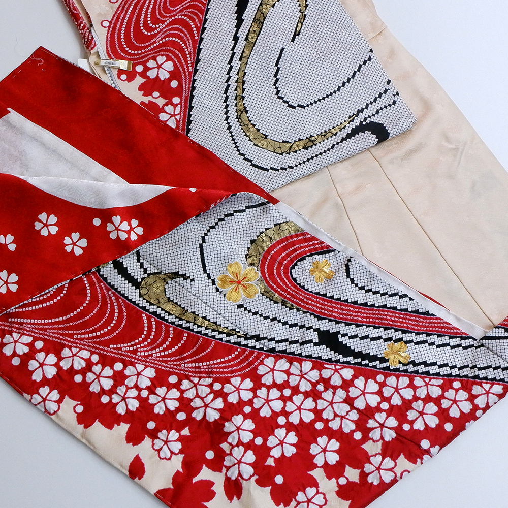 滝泰謹製　振袖【鹿の子と桜】