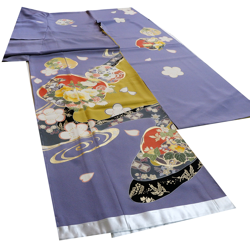 浜ちりめん　本染振袖【花貝合わせ】　