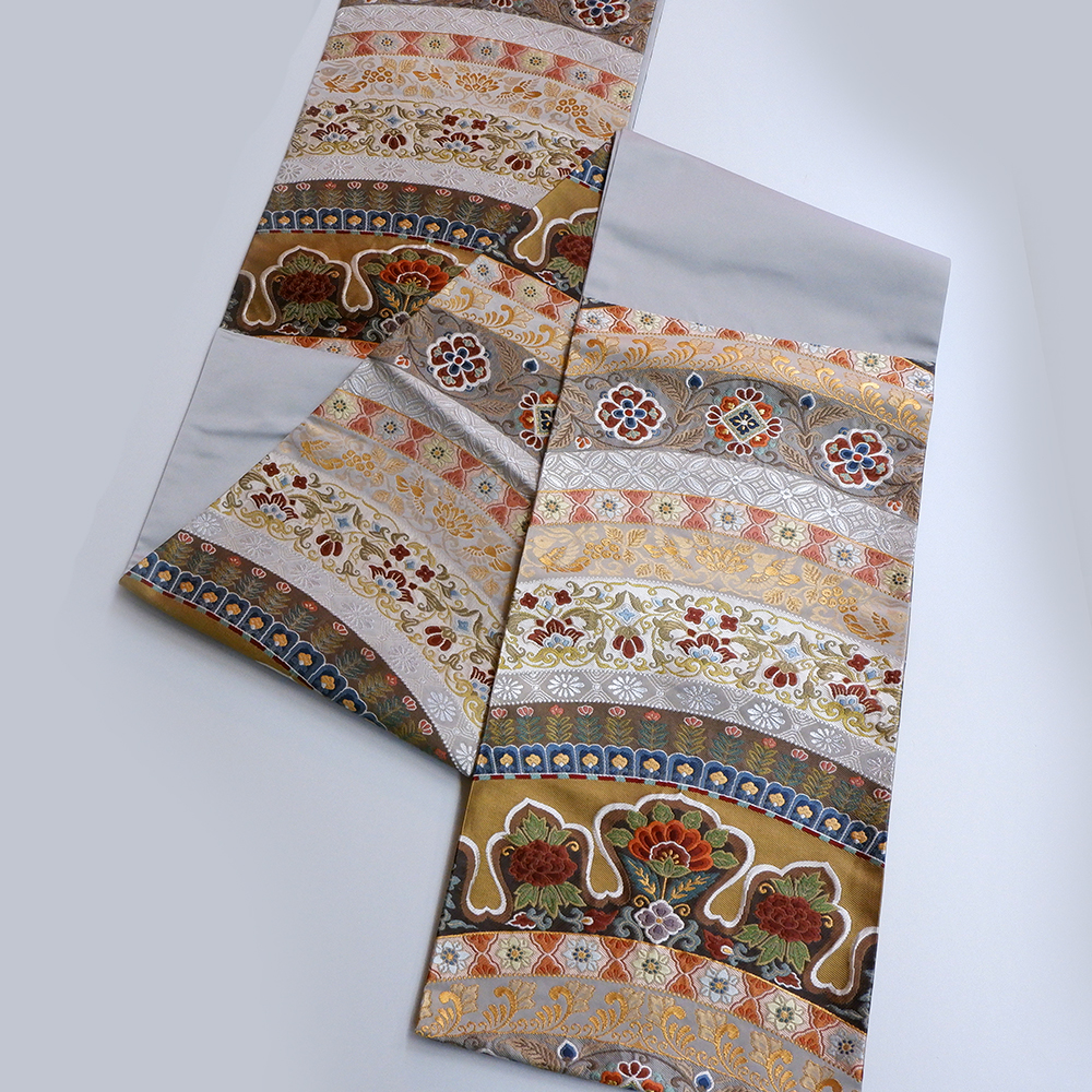 大西織物謹製　西陣織　手織袋帯【天平唐花秀文】