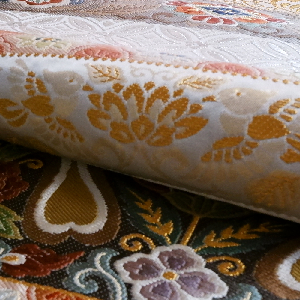 大西織物謹製　西陣織　手織袋帯【天平唐花秀文】