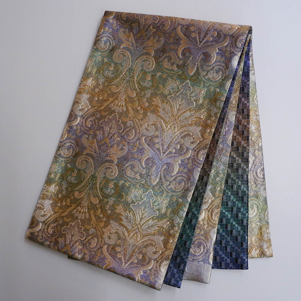 佐波理謹製　袋帯【唐花重文反】　