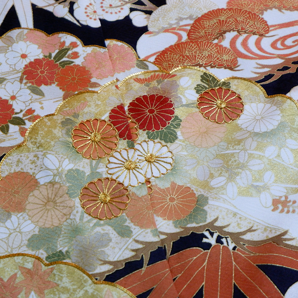 吉澤織物謹製　手描き振袖【松】　