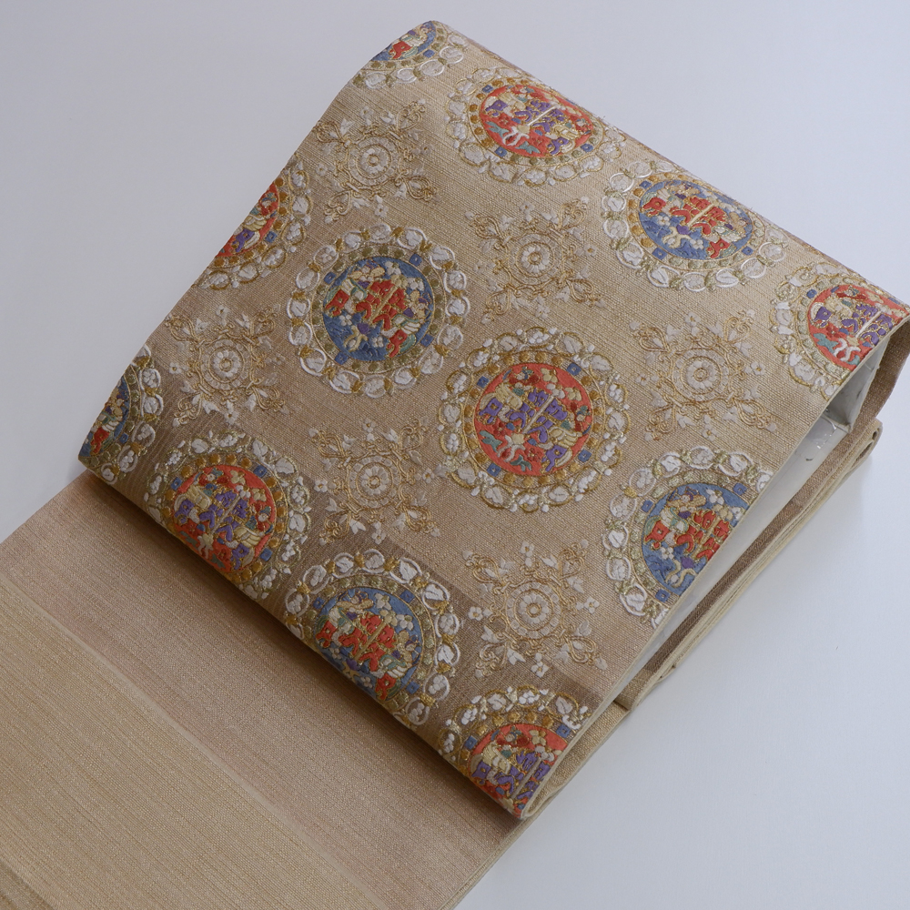 かつ鵬　一繍庵謹製　袋帯【国宝　四騎獅子狩文錦】