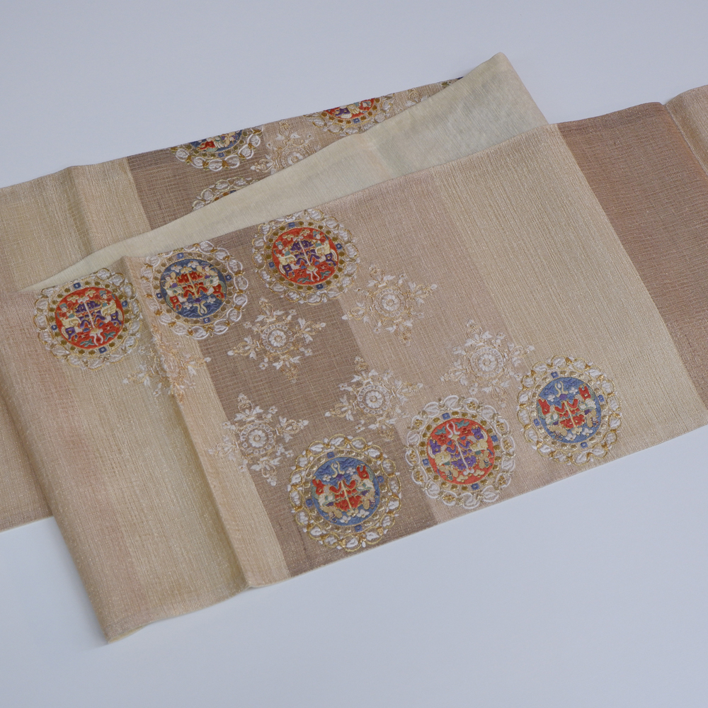 かつ鵬　一繍庵謹製　袋帯【国宝　四騎獅子狩文錦】