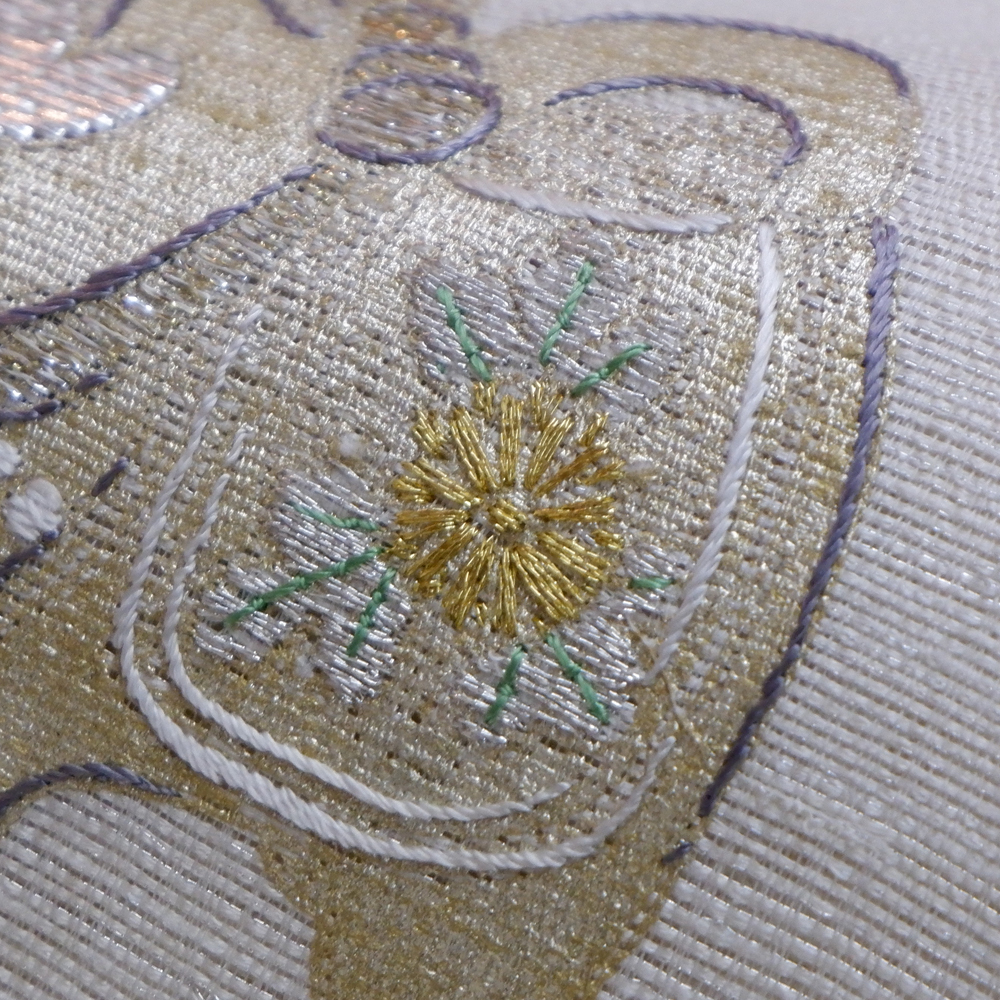 かつ鵬　一繍庵謹製　袋帯【でんでん太鼓と狛犬】