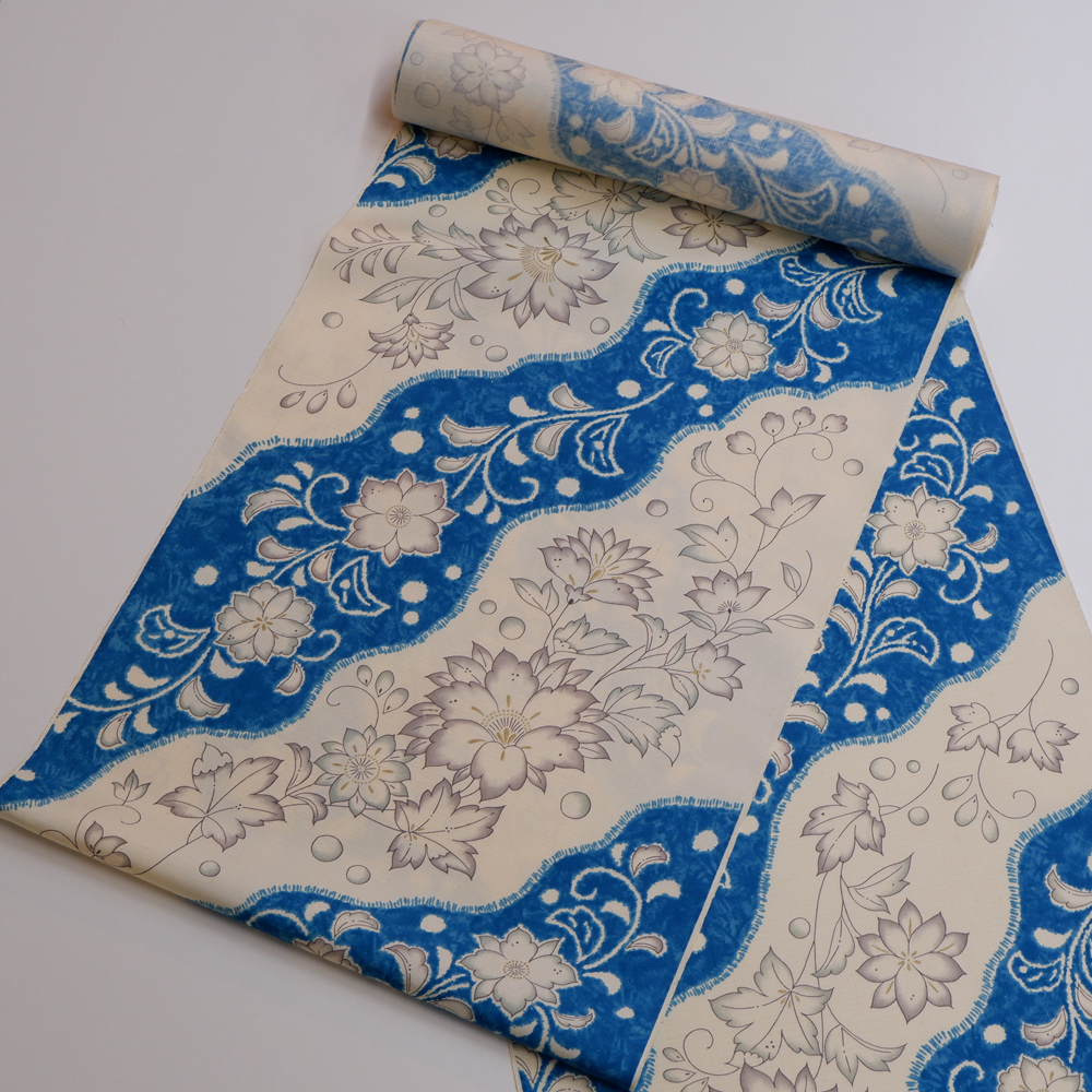 結城紬　着尺反【洋花】