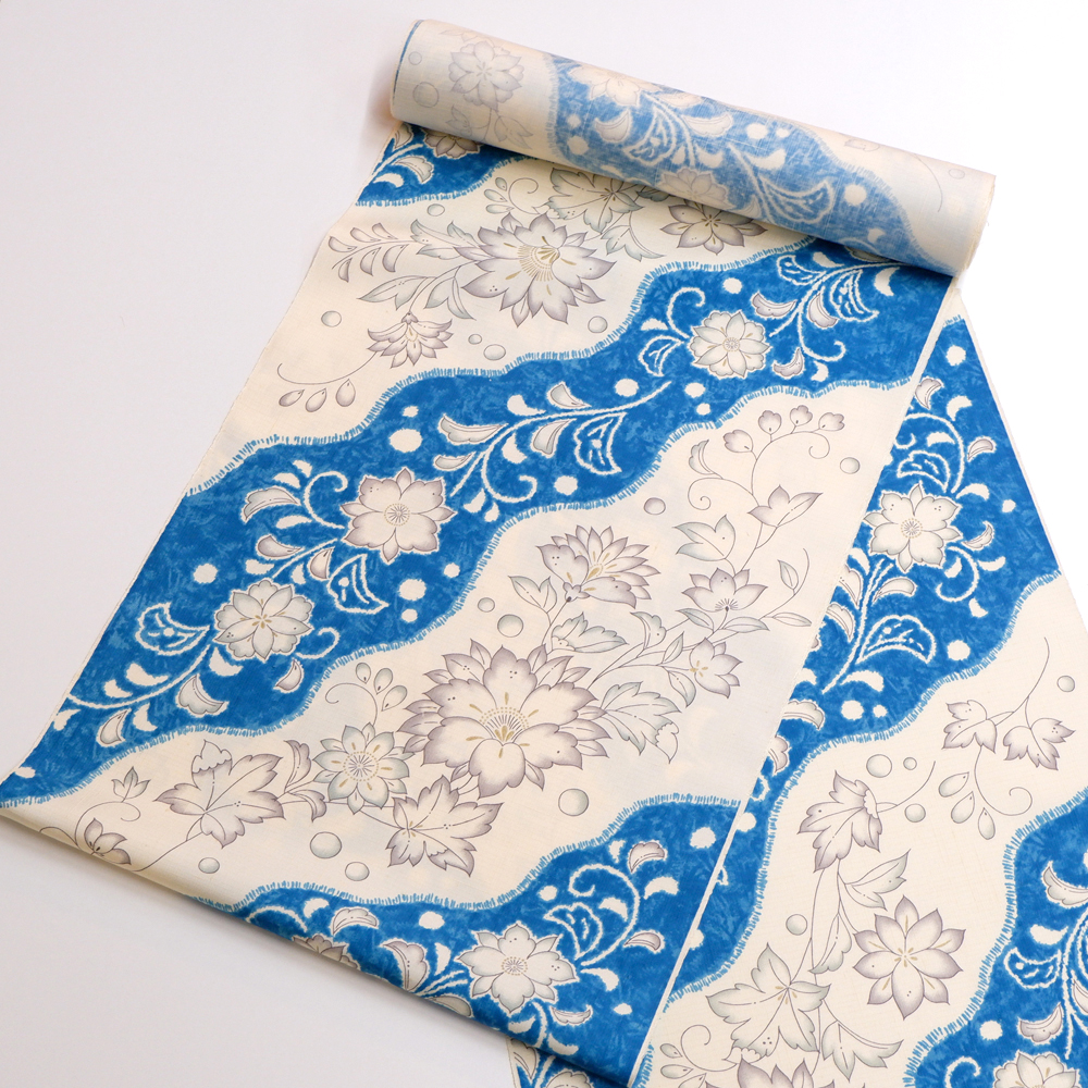 結城紬　着尺反【洋花】　