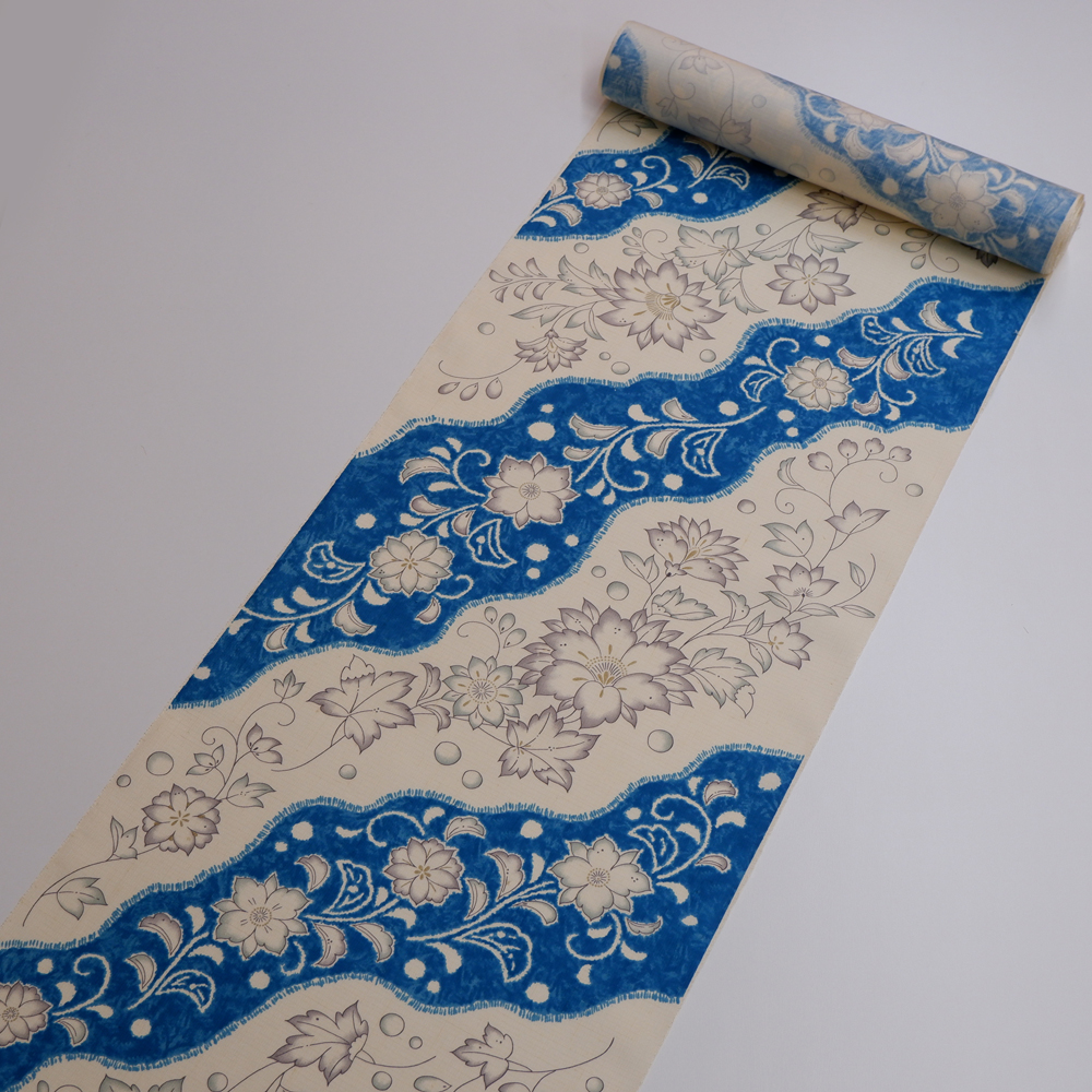 結城紬　着尺反【洋花】　