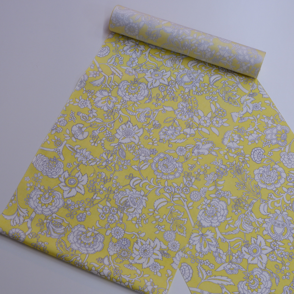 結城紬　型友禅着尺反【花々】