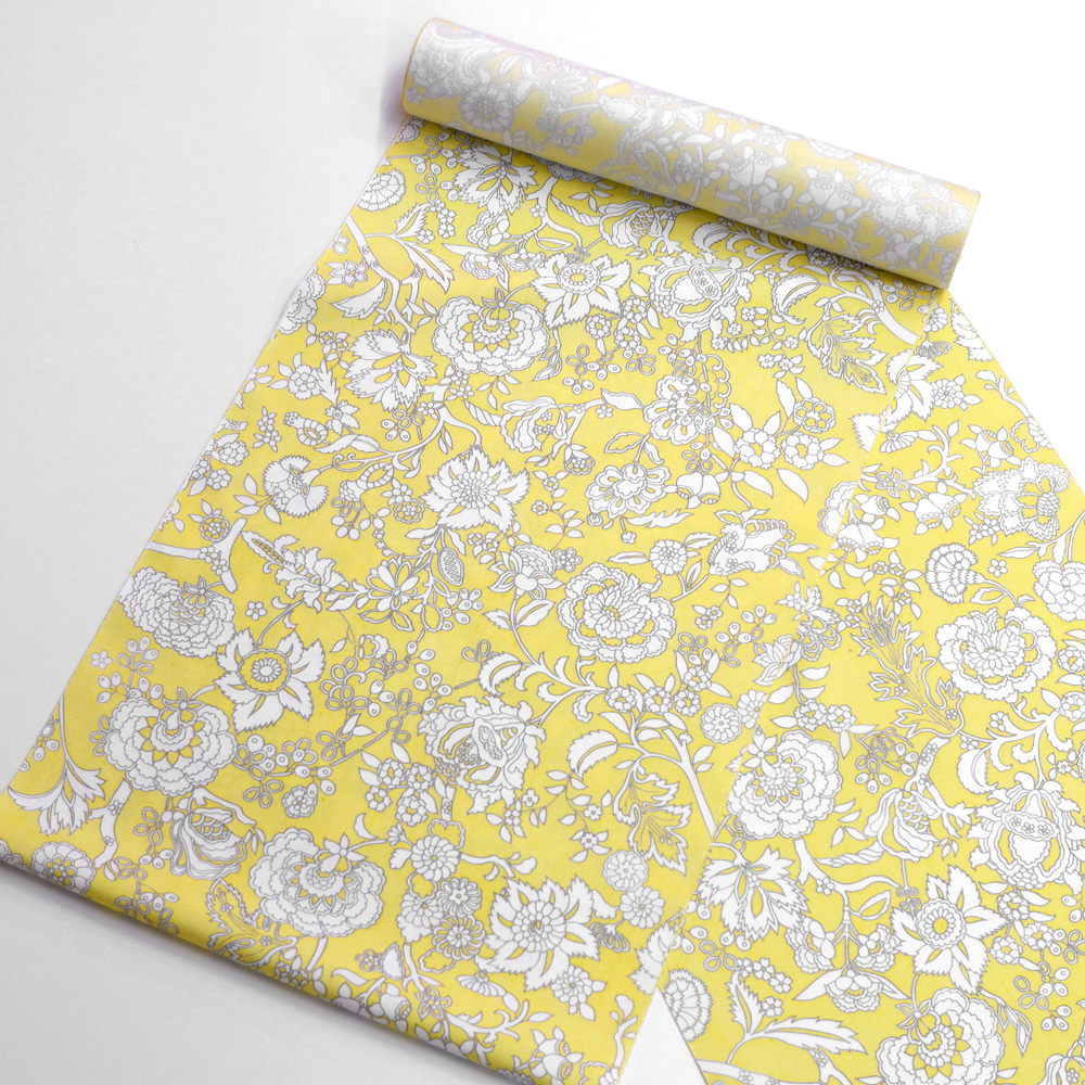 結城紬　型友禅着尺反【花々】