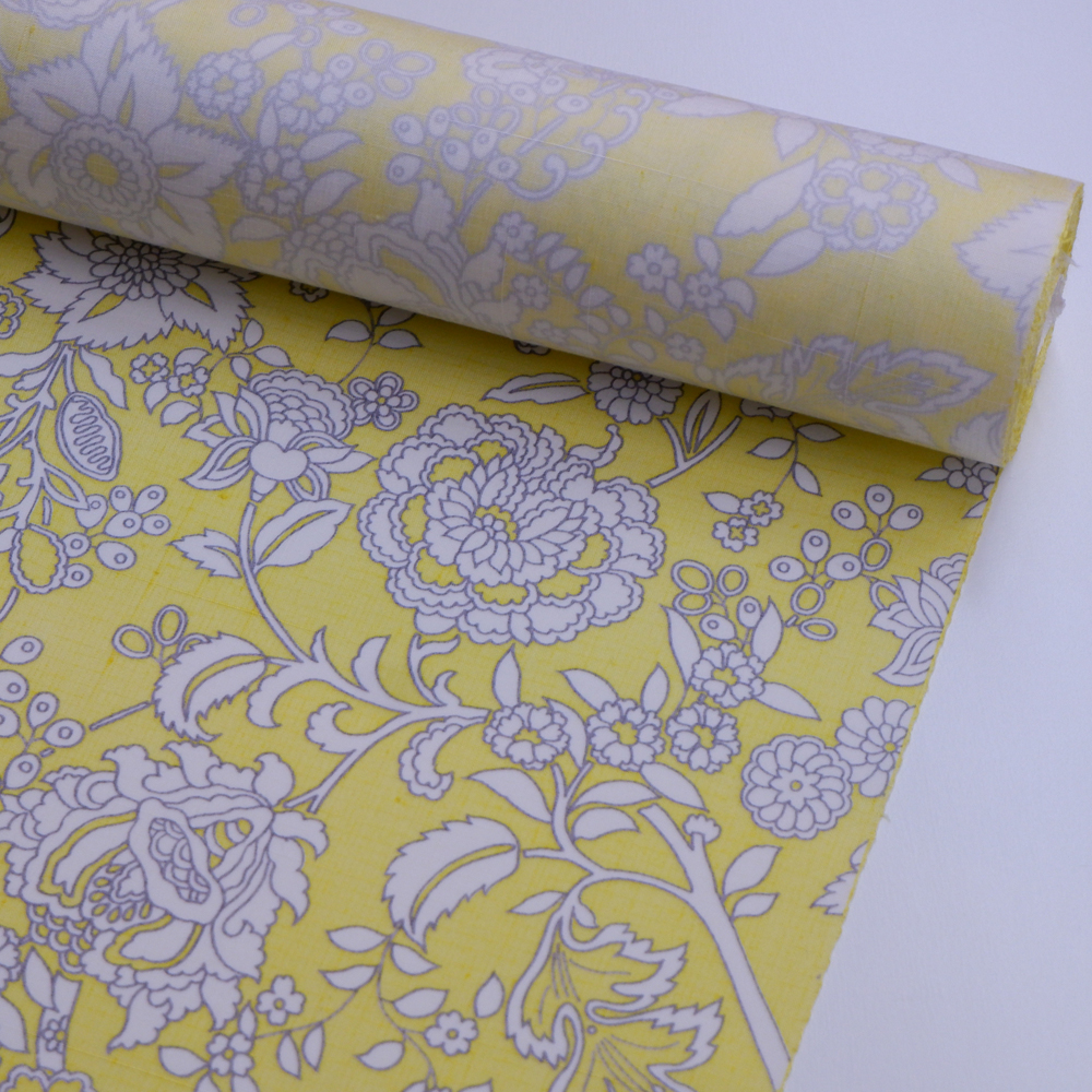 結城紬　型友禅着尺反【花々】