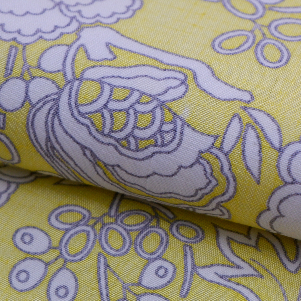 結城紬　型友禅着尺反【花々】