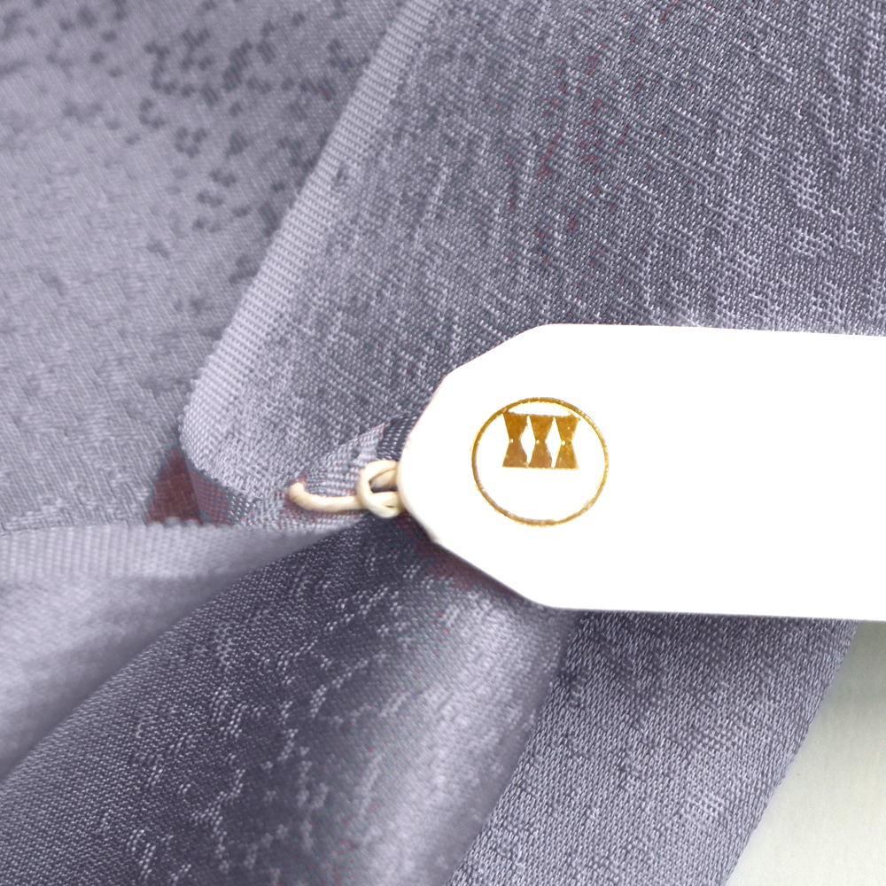 紐の渡敬謹製　正絹帯揚げ【黄緑×紫】