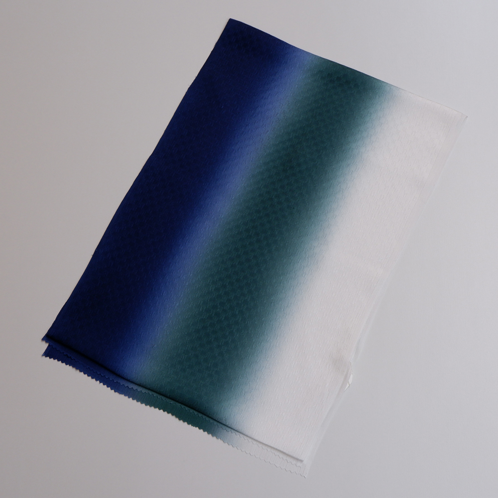 紐の渡敬謹製　正絹帯揚げ【濃青×深緑×白】