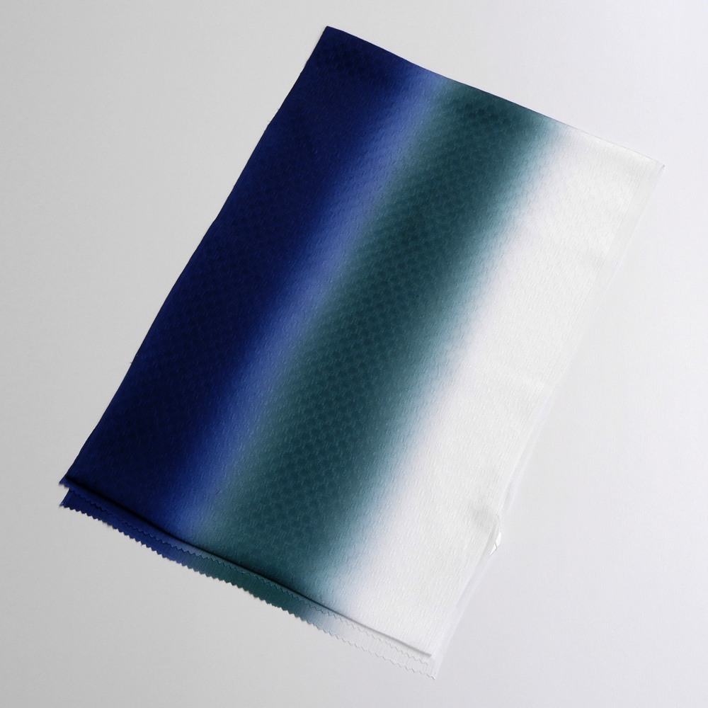 紐の渡敬謹製　正絹帯揚げ【濃青×深緑×白】