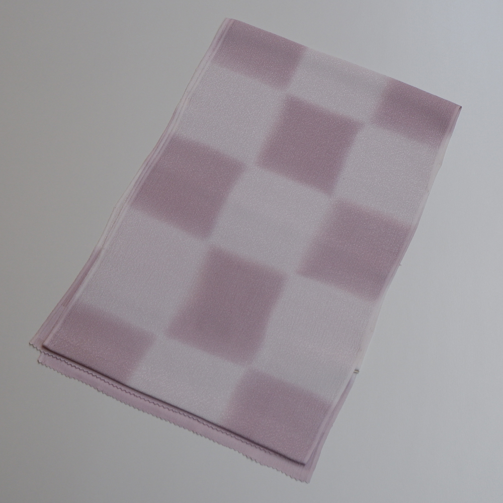 紐の渡敬謹製　正絹帯揚げ【市松　ピンク】