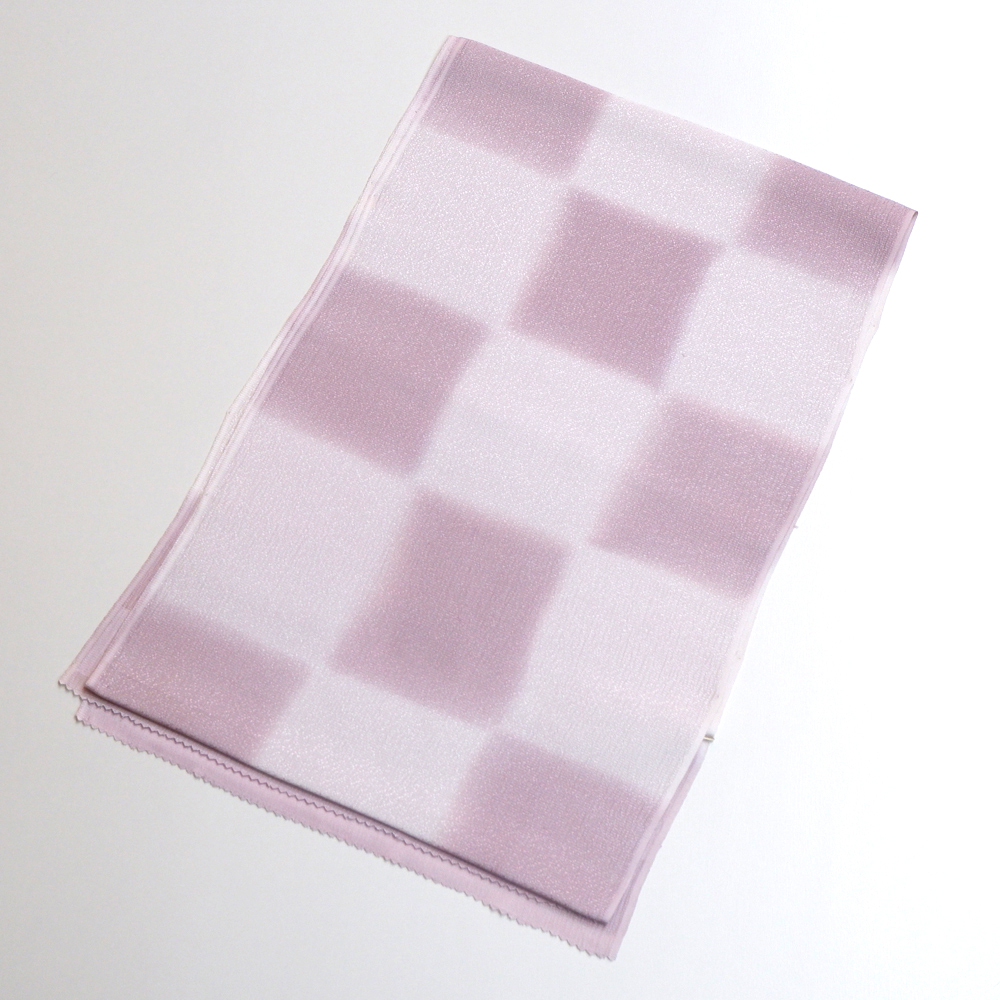 紐の渡敬謹製　正絹帯揚げ【市松　ピンク】