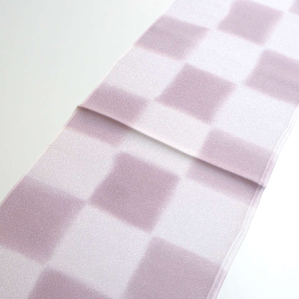 紐の渡敬謹製　正絹帯揚げ【市松　ピンク】