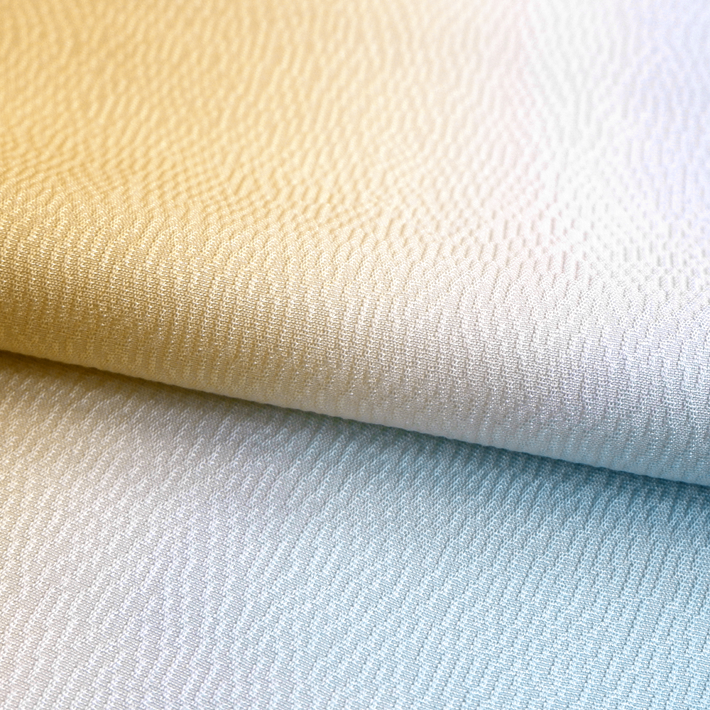 紐の渡敬謹製　正絹帯揚げ【辛子色×水色】