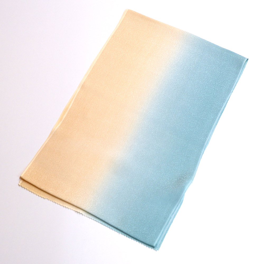 紐の渡敬謹製　正絹帯揚げ【薄緑×橙】