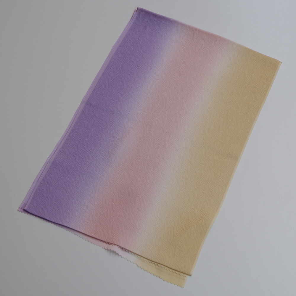 紐の渡敬謹製　正絹帯揚げ【紫×桃×橙】