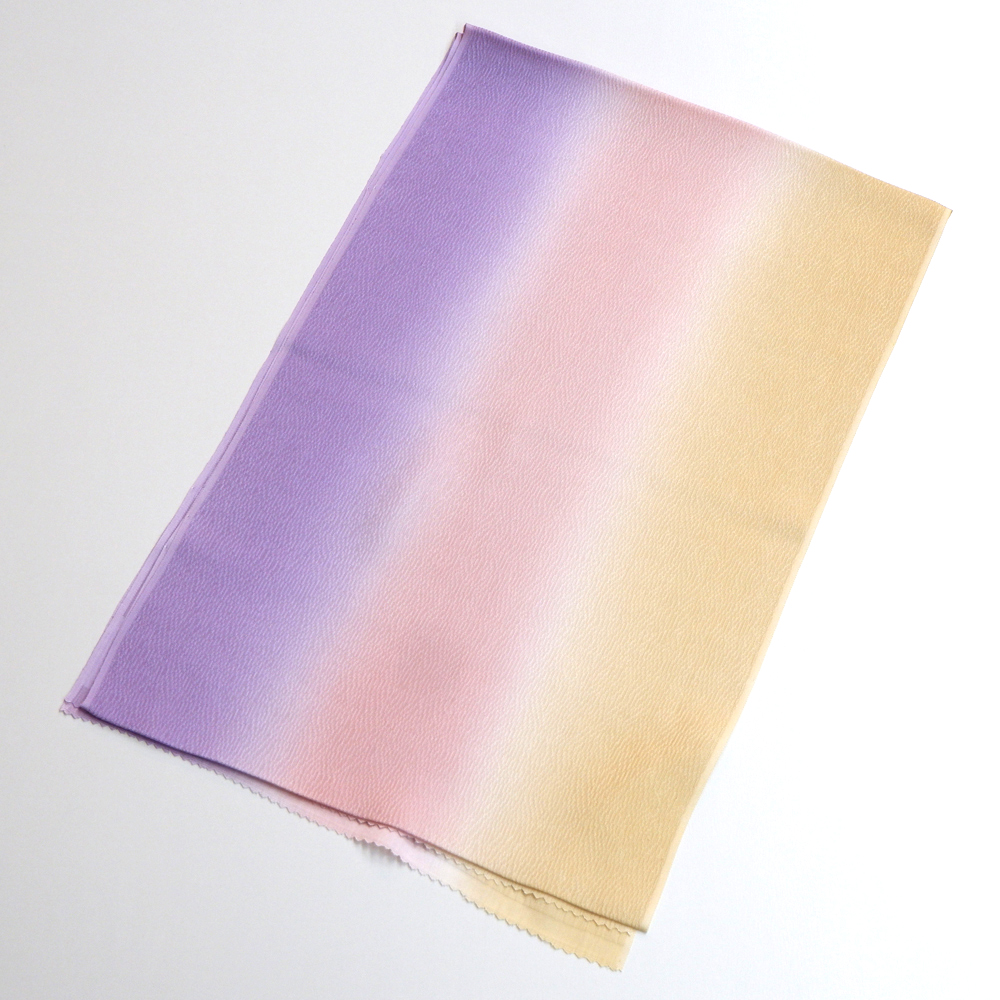 紐の渡敬謹製　正絹帯揚げ【紫×桃×橙】