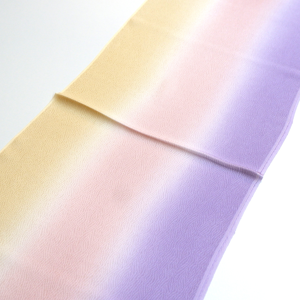 紐の渡敬謹製　正絹帯揚げ【紫×桃×橙】