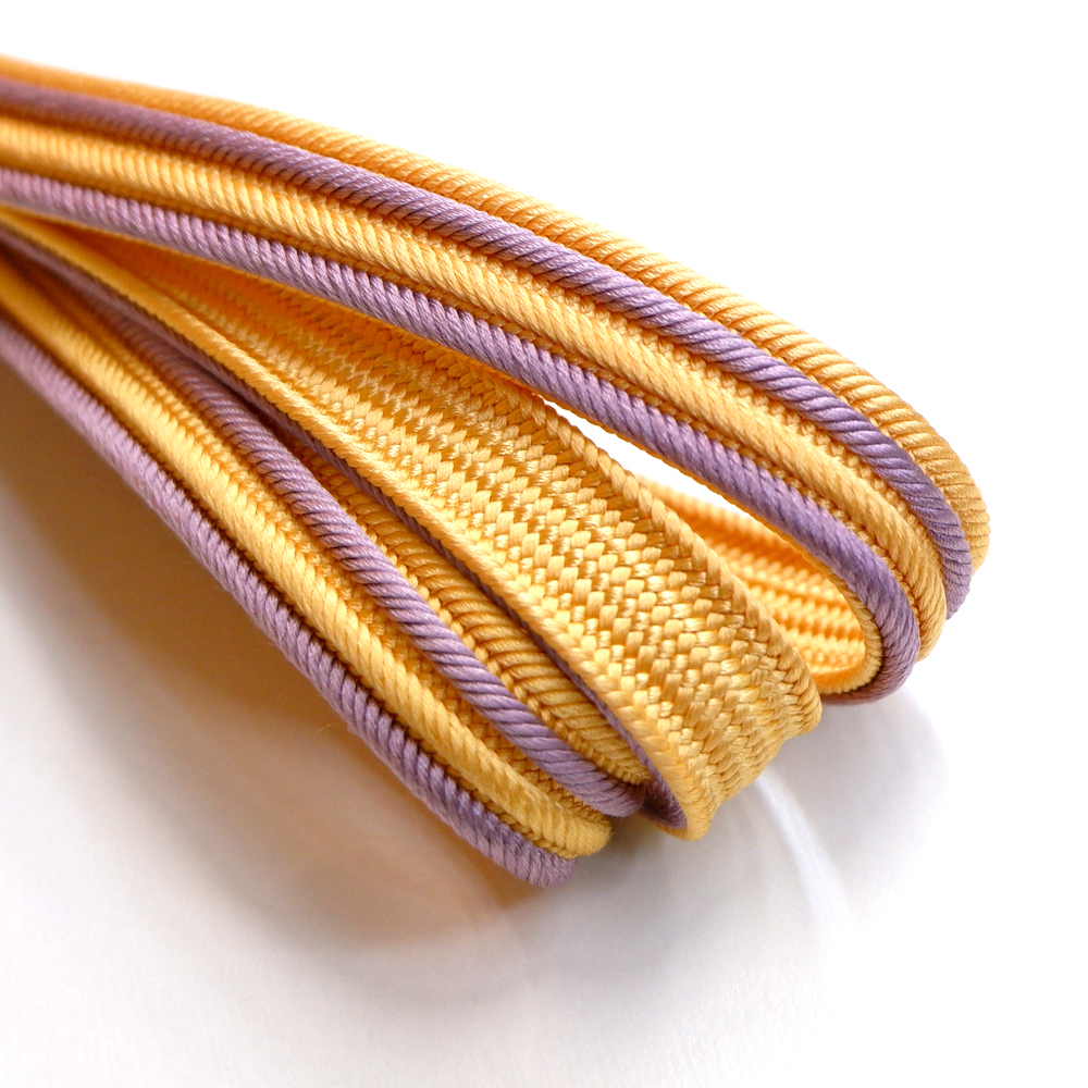 紐の渡敬謹製　正絹帯締め【橙×藤】