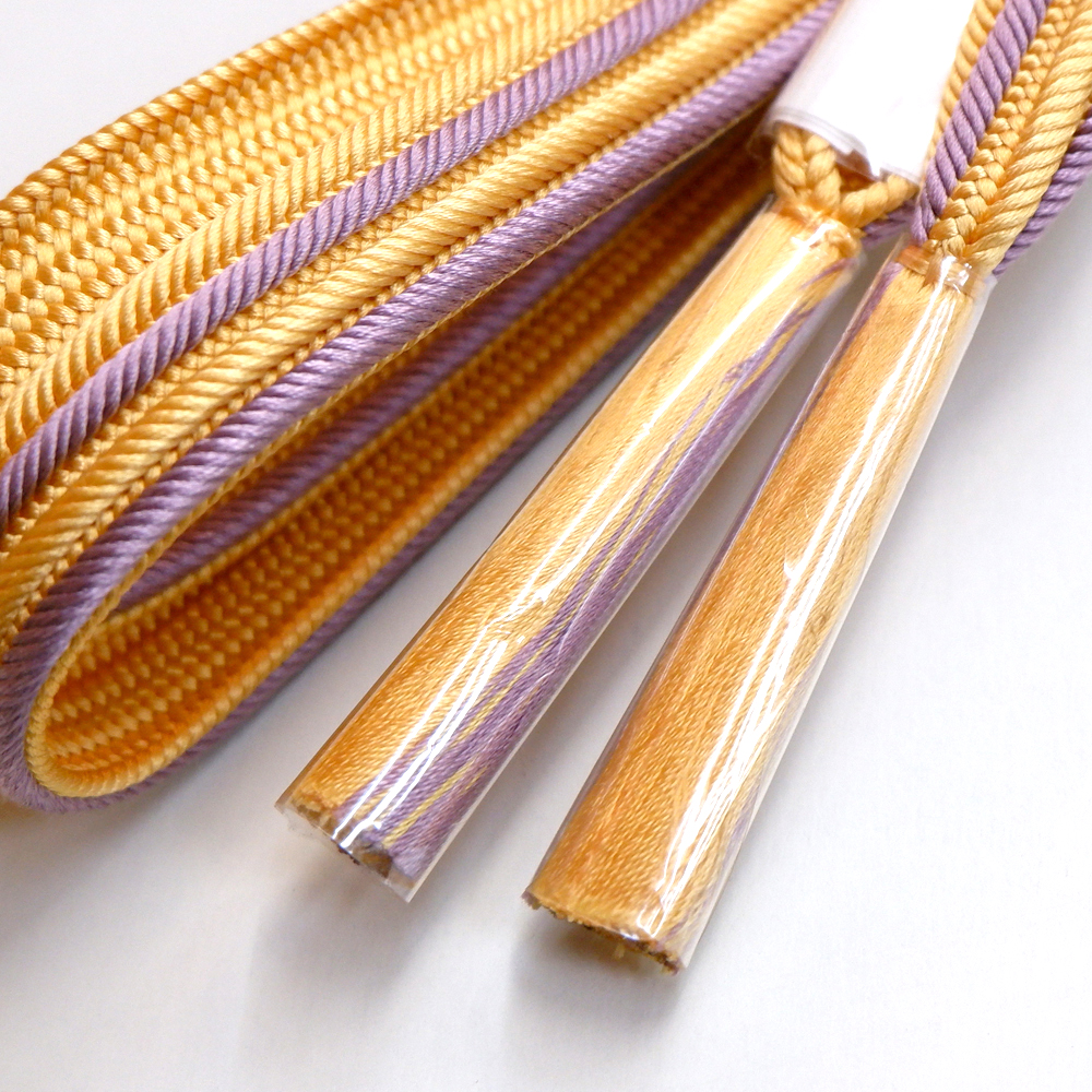 紐の渡敬謹製　正絹帯締め【橙×藤】