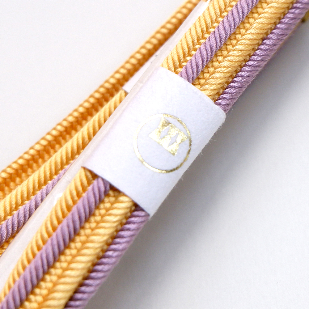 紐の渡敬謹製　正絹帯締め【橙×藤】