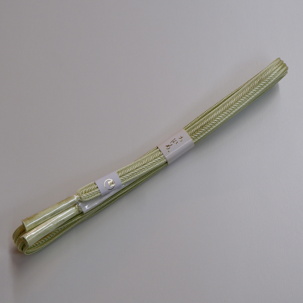 紐の渡敬謹製　正絹帯締め【薄緑色】