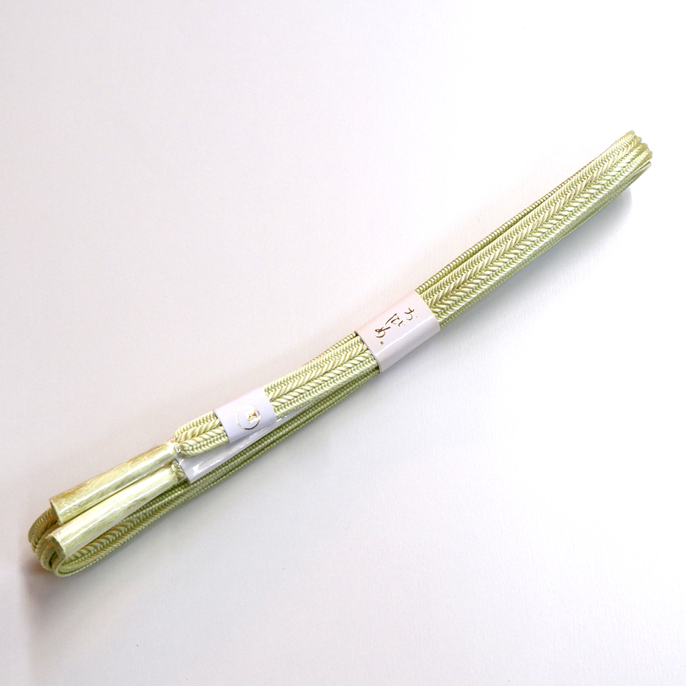 紐の渡敬謹製　正絹帯締め【薄緑色】