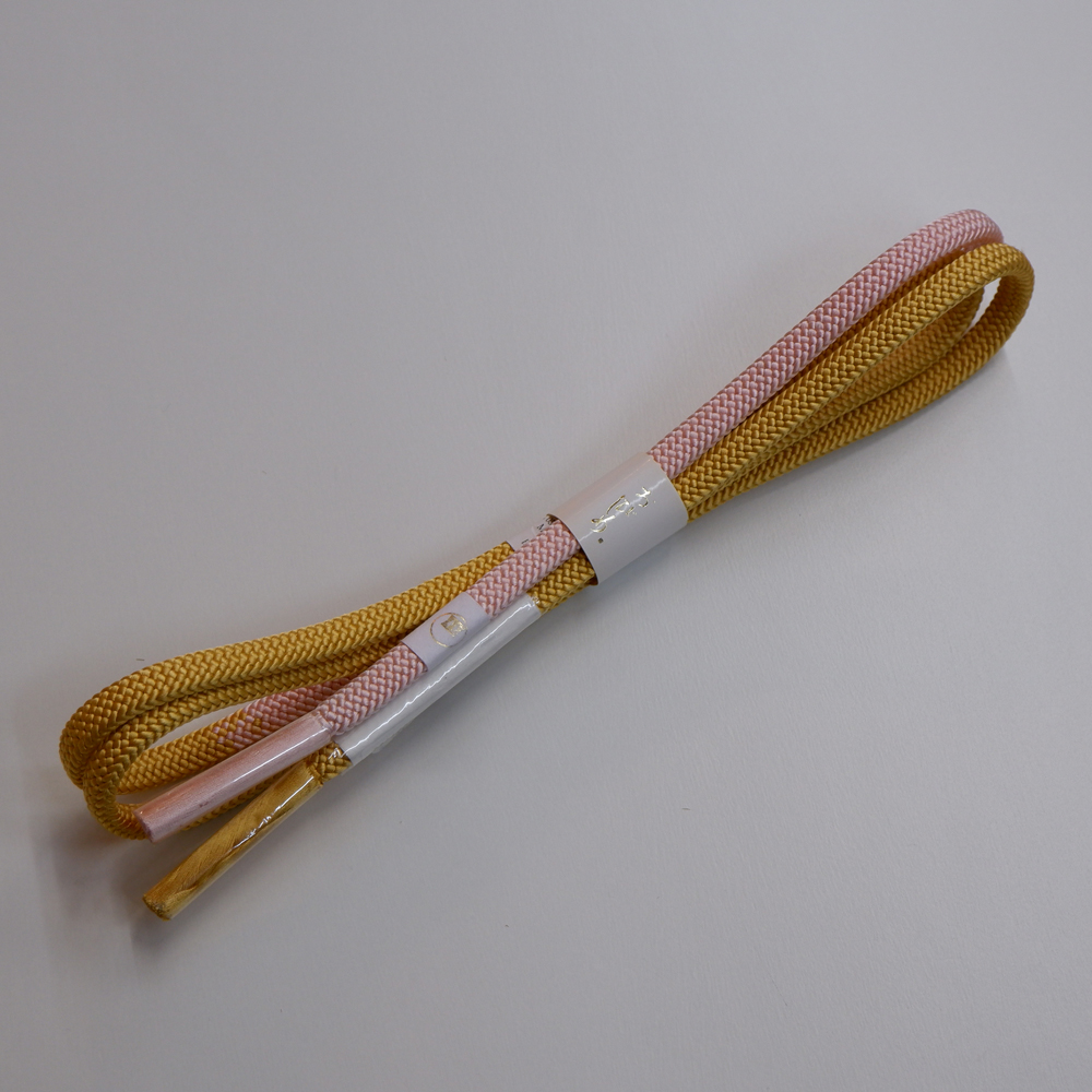 紐の渡敬謹製　正絹帯締め【山吹×ピンク】