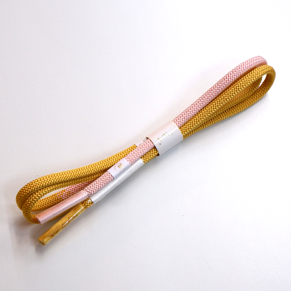 紐の渡敬謹製　正絹帯締め【山吹×ピンク】