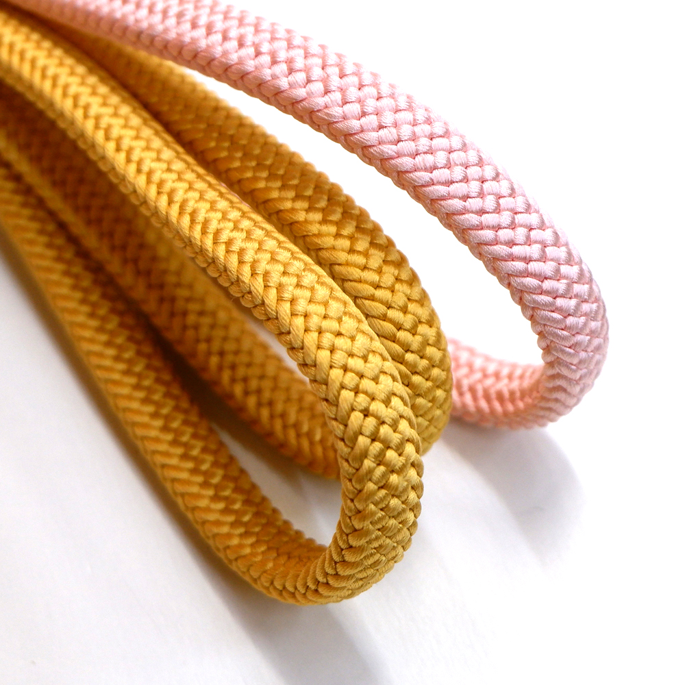 紐の渡敬謹製　正絹帯締め【山吹×ピンク】