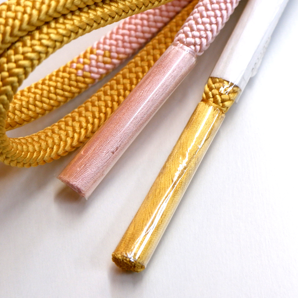 紐の渡敬謹製　正絹帯締め【山吹×ピンク】
