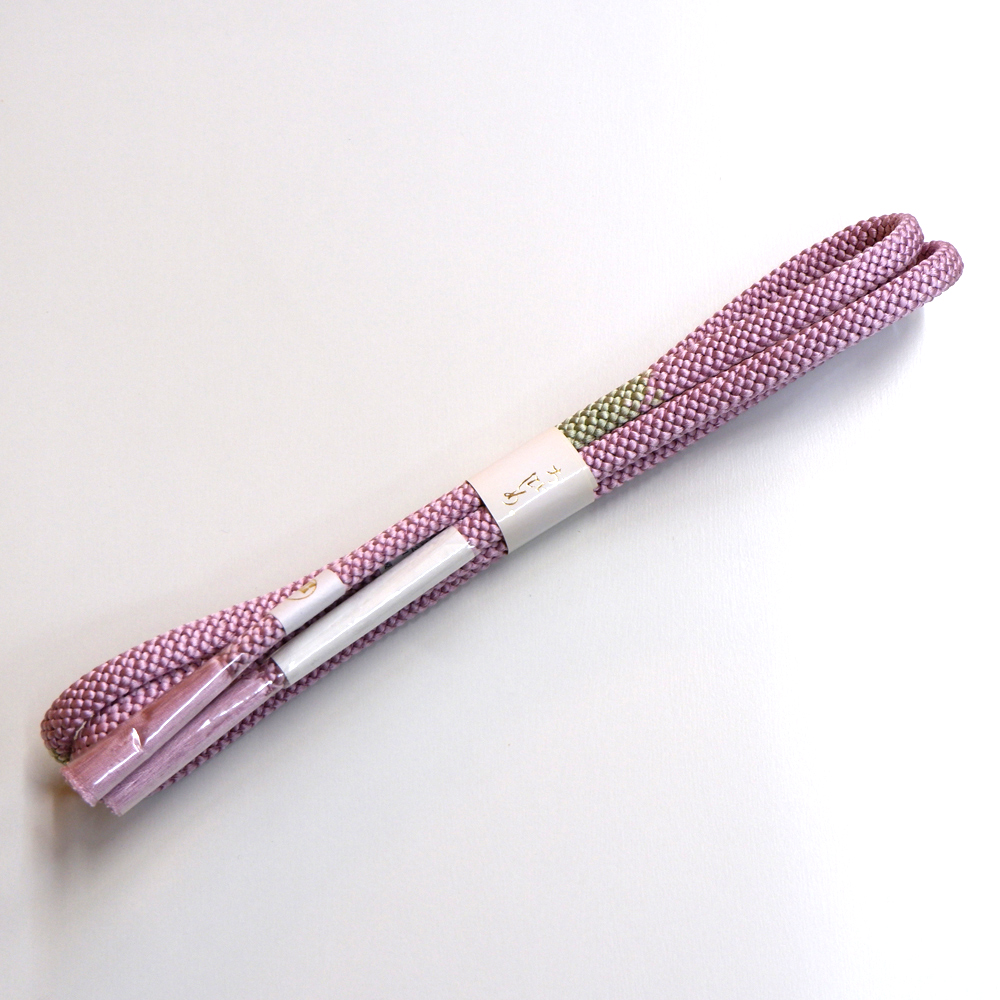 紐の渡敬謹製　正絹帯締め【藤×緑】