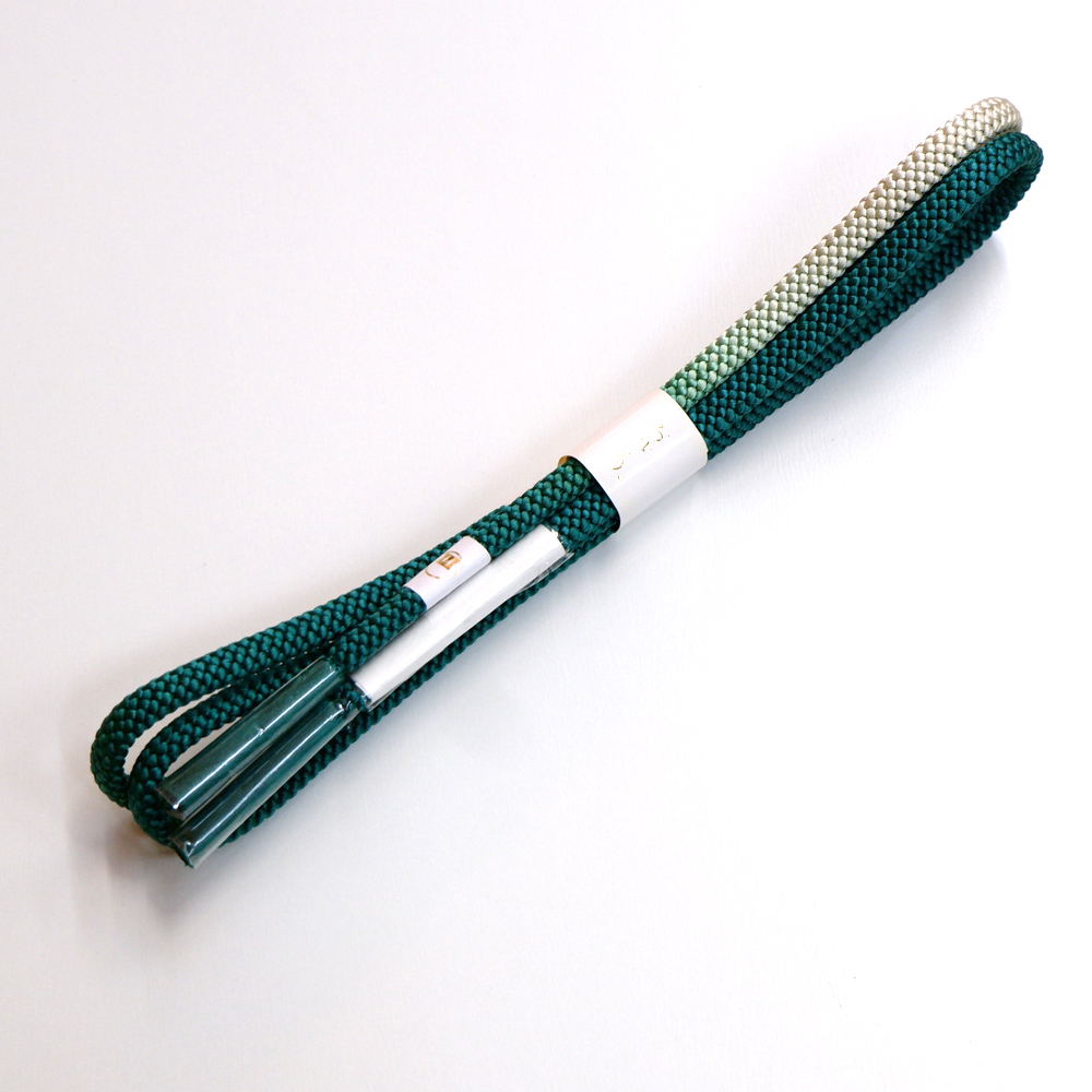 紐の渡敬謹製　正絹帯締め【緑　グラデーション】