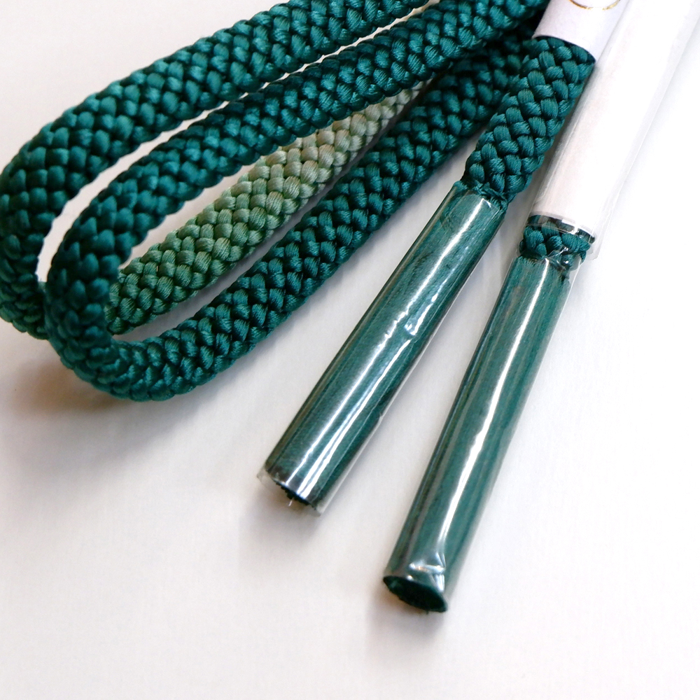 紐の渡敬謹製　正絹帯締め【緑　グラデーション】