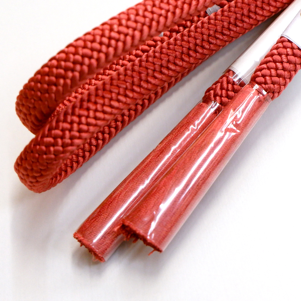 紐の渡敬謹製　正絹帯締め【朱】