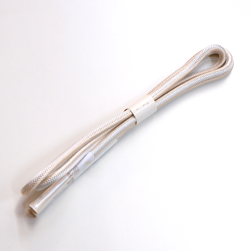 紐の渡敬謹製　正絹帯締め【灰×桜】