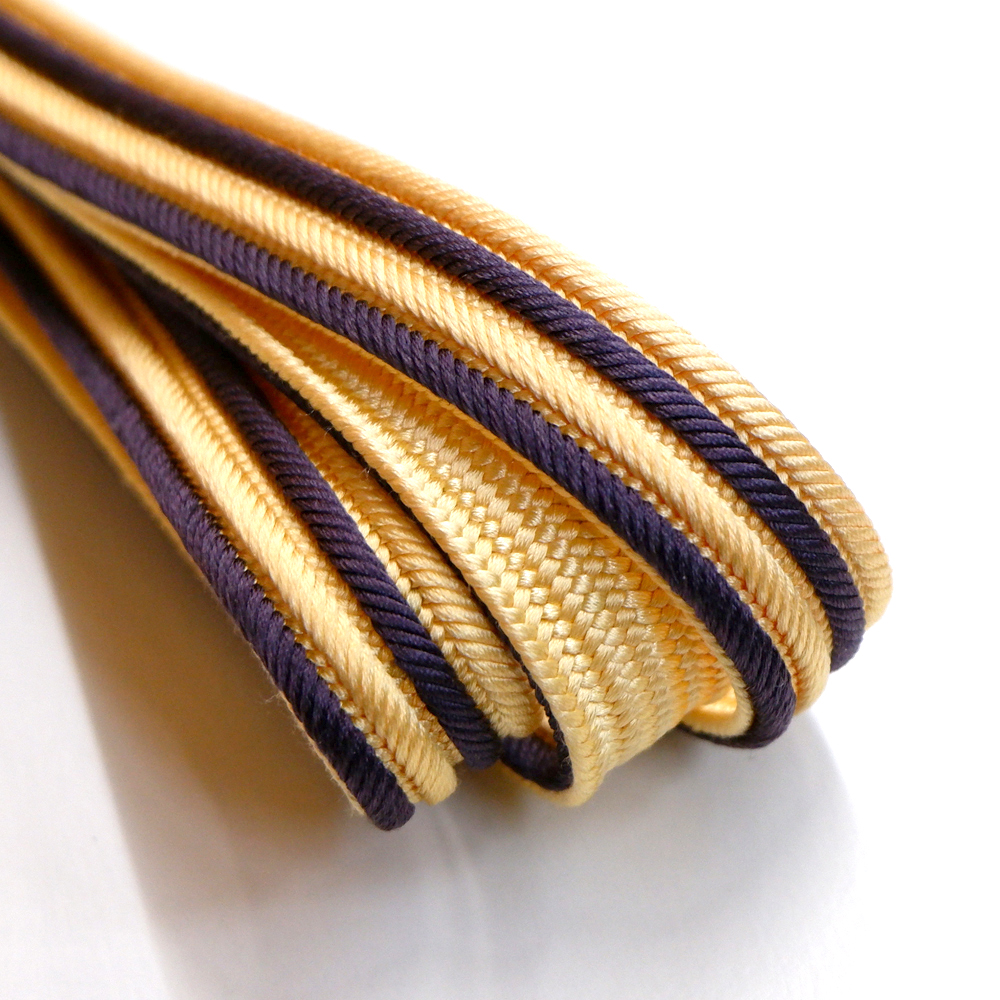 紐の渡敬謹製　正絹帯締め【薄黄×濃紫】