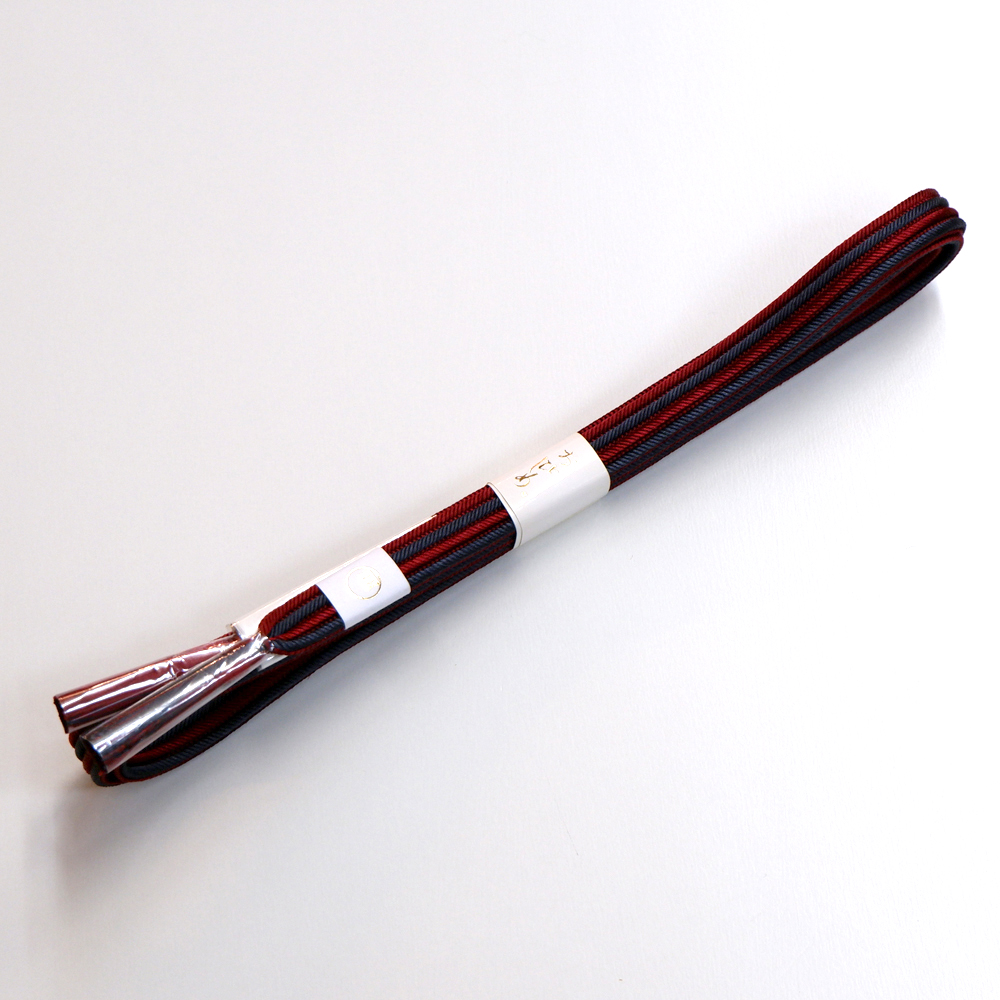 紐の渡敬謹製　正絹帯締め【赤×黒】