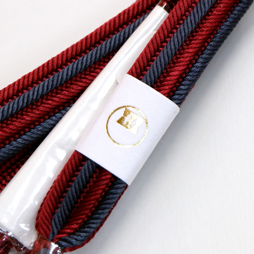 紐の渡敬謹製　正絹帯締め【赤×黒】