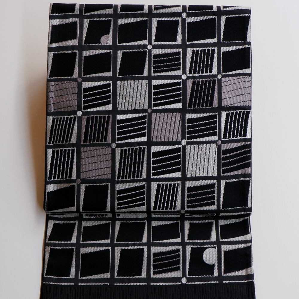 岡文織物謹製　西陣織袋帯【幾何学模様】　