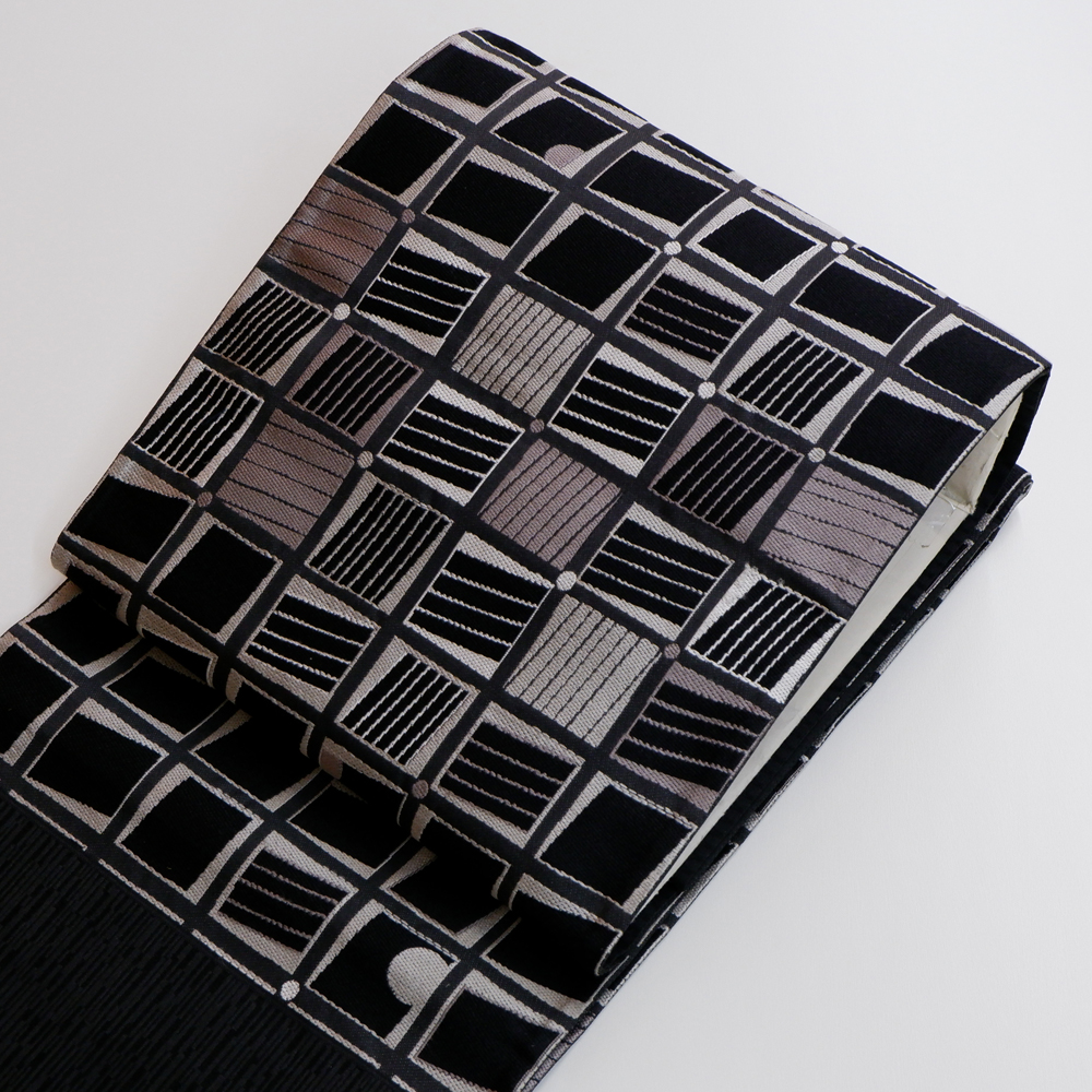 岡文織物謹製　西陣織袋帯【幾何学模様】　