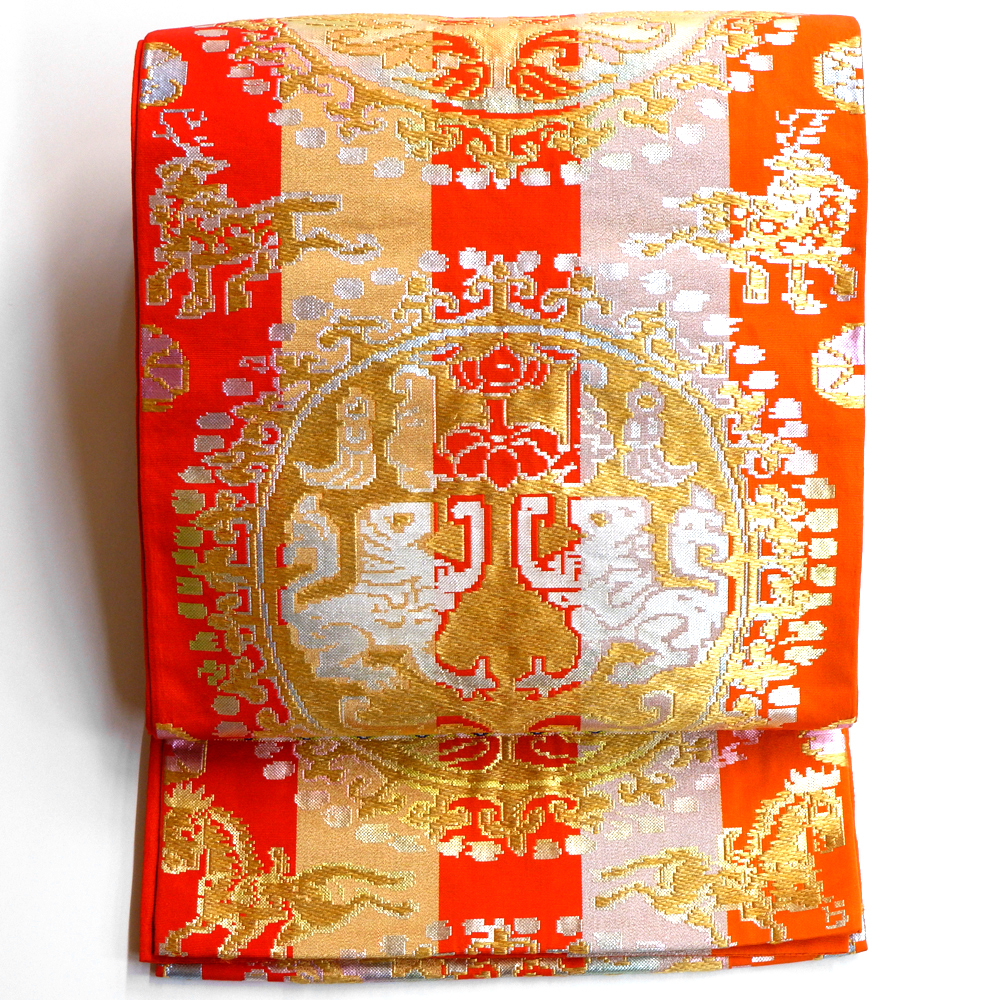 初代龍村平蔵　袋帯【円文白虎錦】