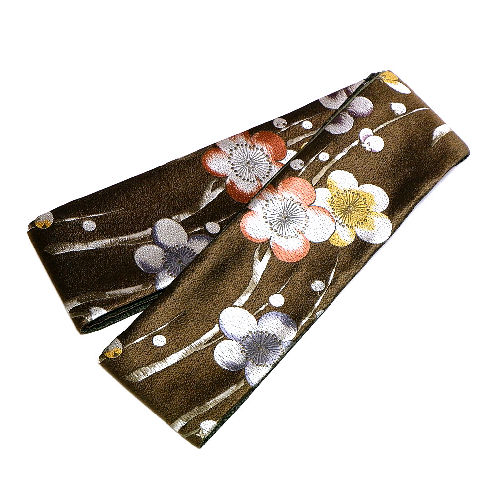 正絹角帯【桜　茶】